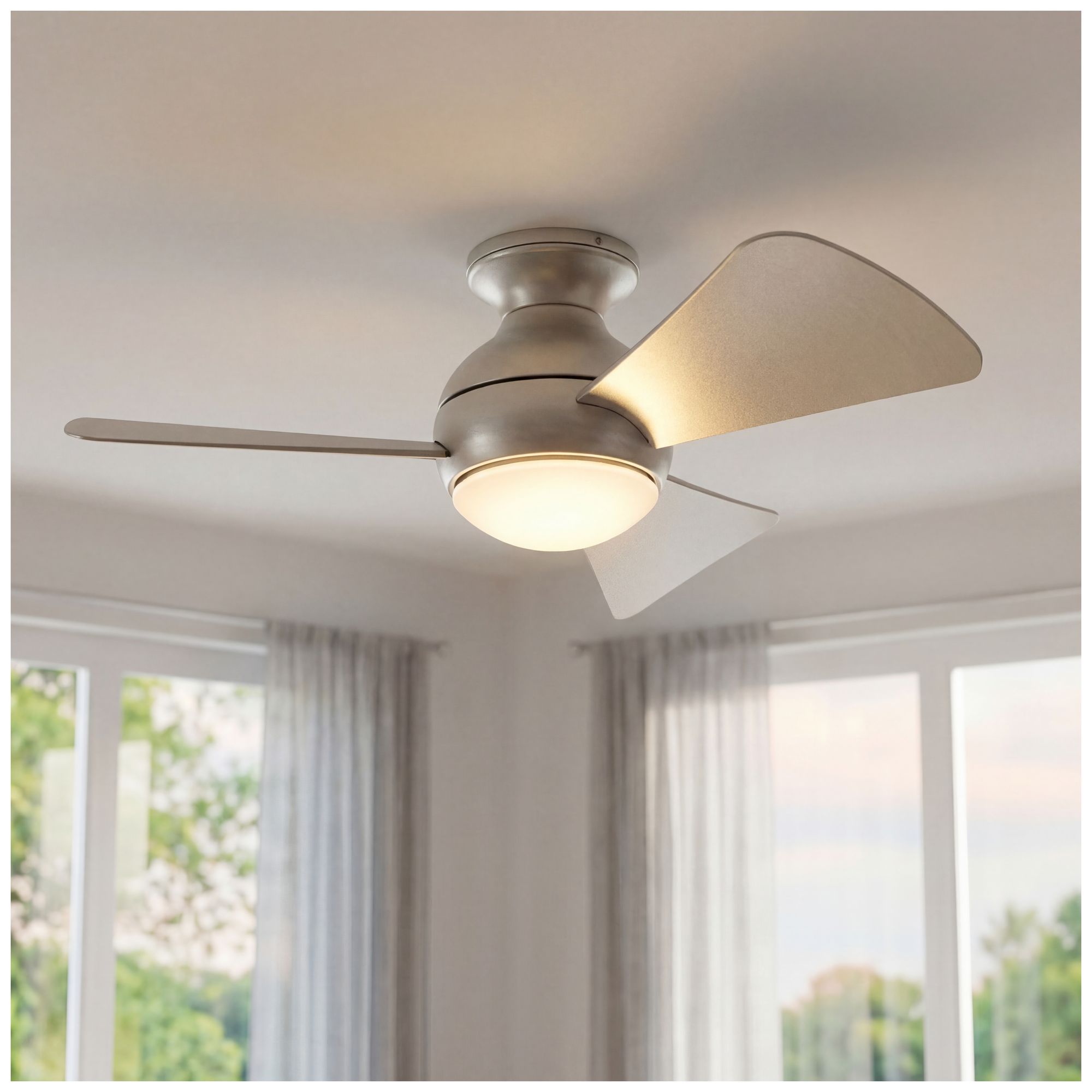 Image 4 34" Kichler Sola Satin Nickel Wet Rated LED Hugger Ceiling Fan more views