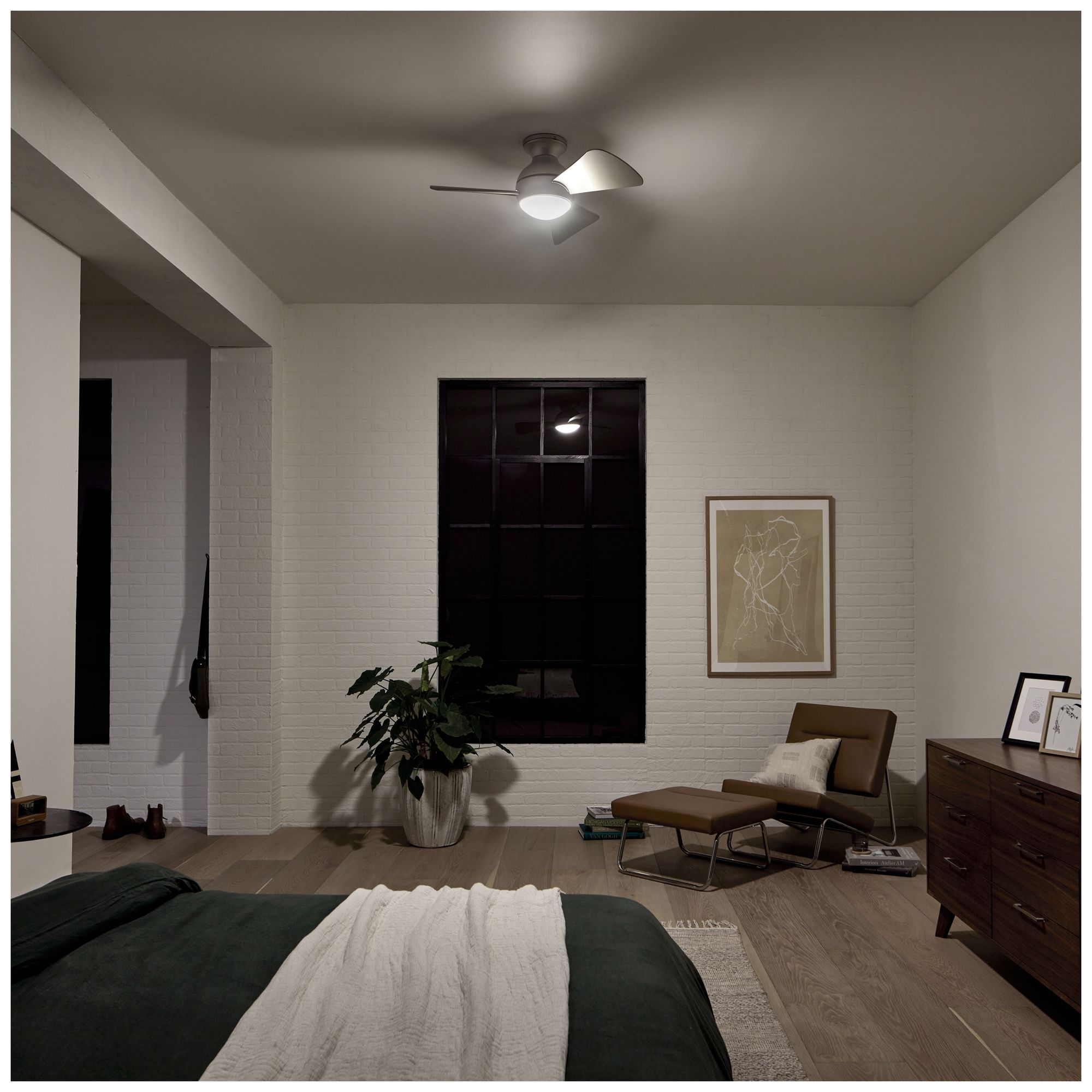34" Kichler Sola Satin Nickel Wet Rated LED Hugger Ceiling Fan