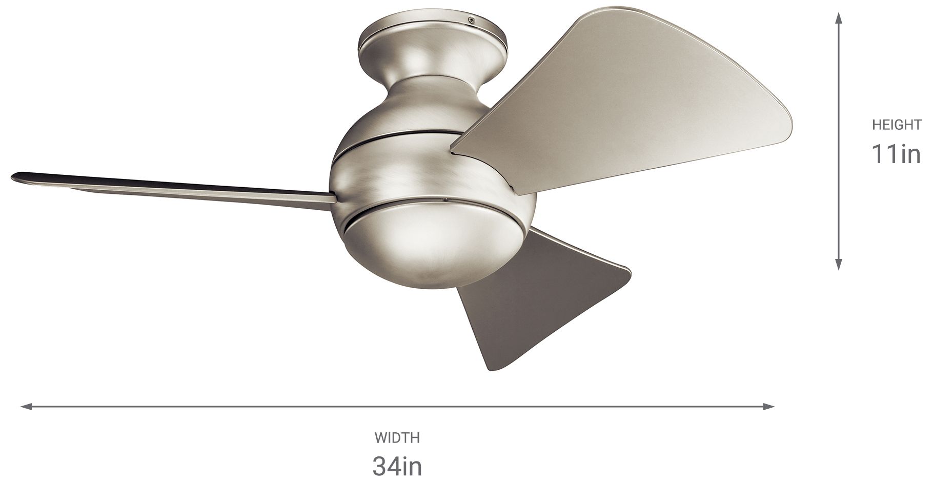 34" Kichler Sola Satin Nickel Wet Rated LED Hugger Ceiling Fan