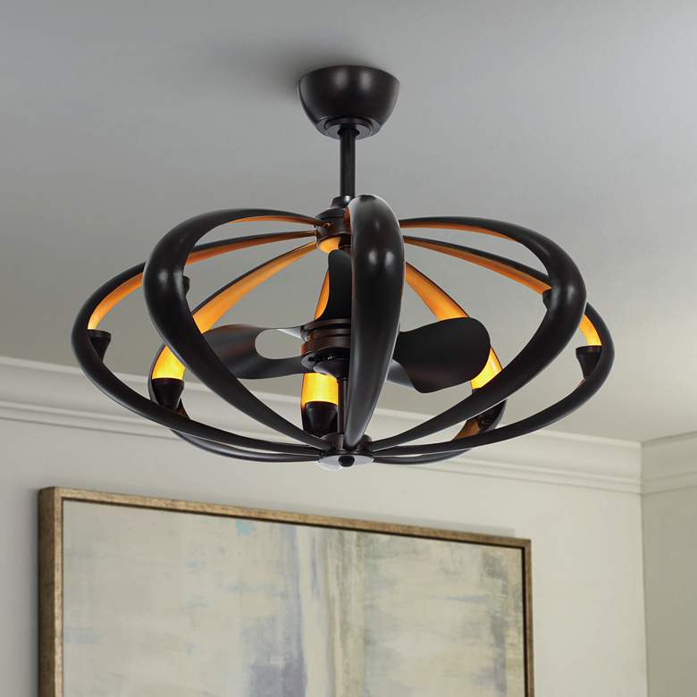 Image 1 34" Maxim Ambience Bronze Gold LED Fandelier Smart Ceiling Fan