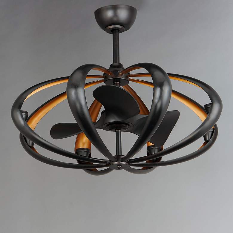 Image 1 34" Maxim Ambience Bronze Gold LED Fandelier Smart Ceiling Fan