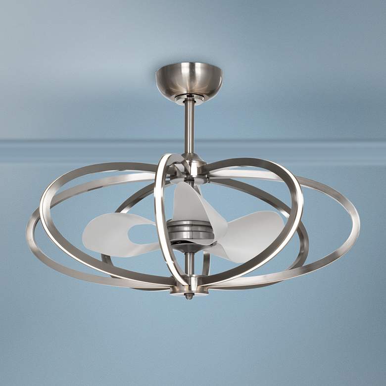 Image 1 34 inch Maxim Solstice Satin Nickel LED Fandelier Ceiling Fan