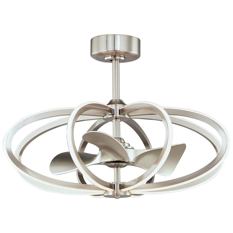 Image 2 34 inch Maxim Solstice Satin Nickel LED Fandelier Smart Ceiling Fan