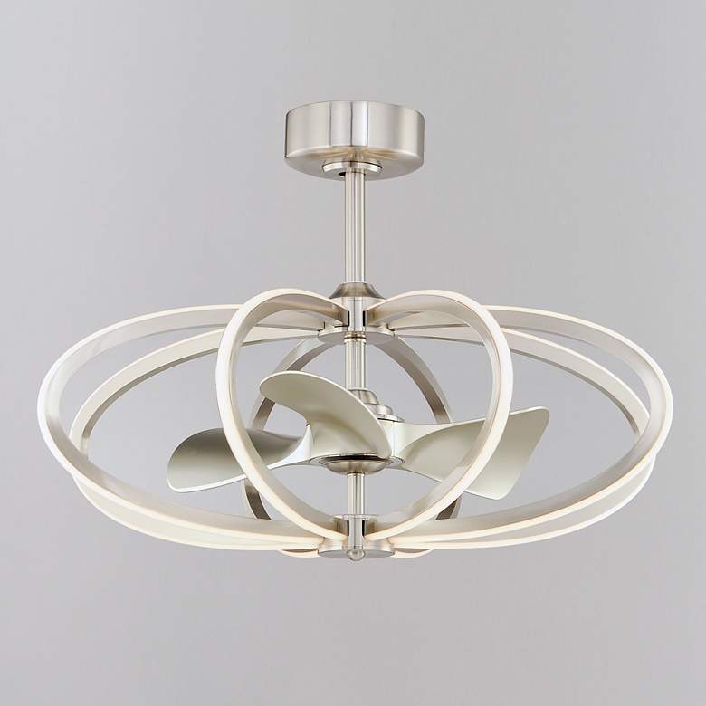 Image 1 34" Maxim Solstice Satin Nickel LED Fandelier Smart Ceiling Fan
