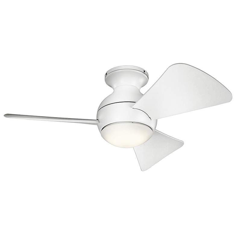Image 2 34" Sola Matte White Wet LED Hugger Ceiling Fan with Wall Control