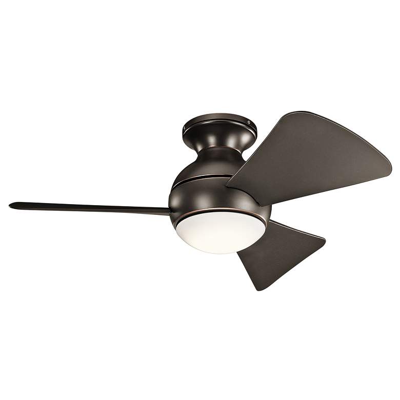 Image 2 34 inch Sola Olde Bronze Wet LED Hugger Ceiling Fan with Wall Control