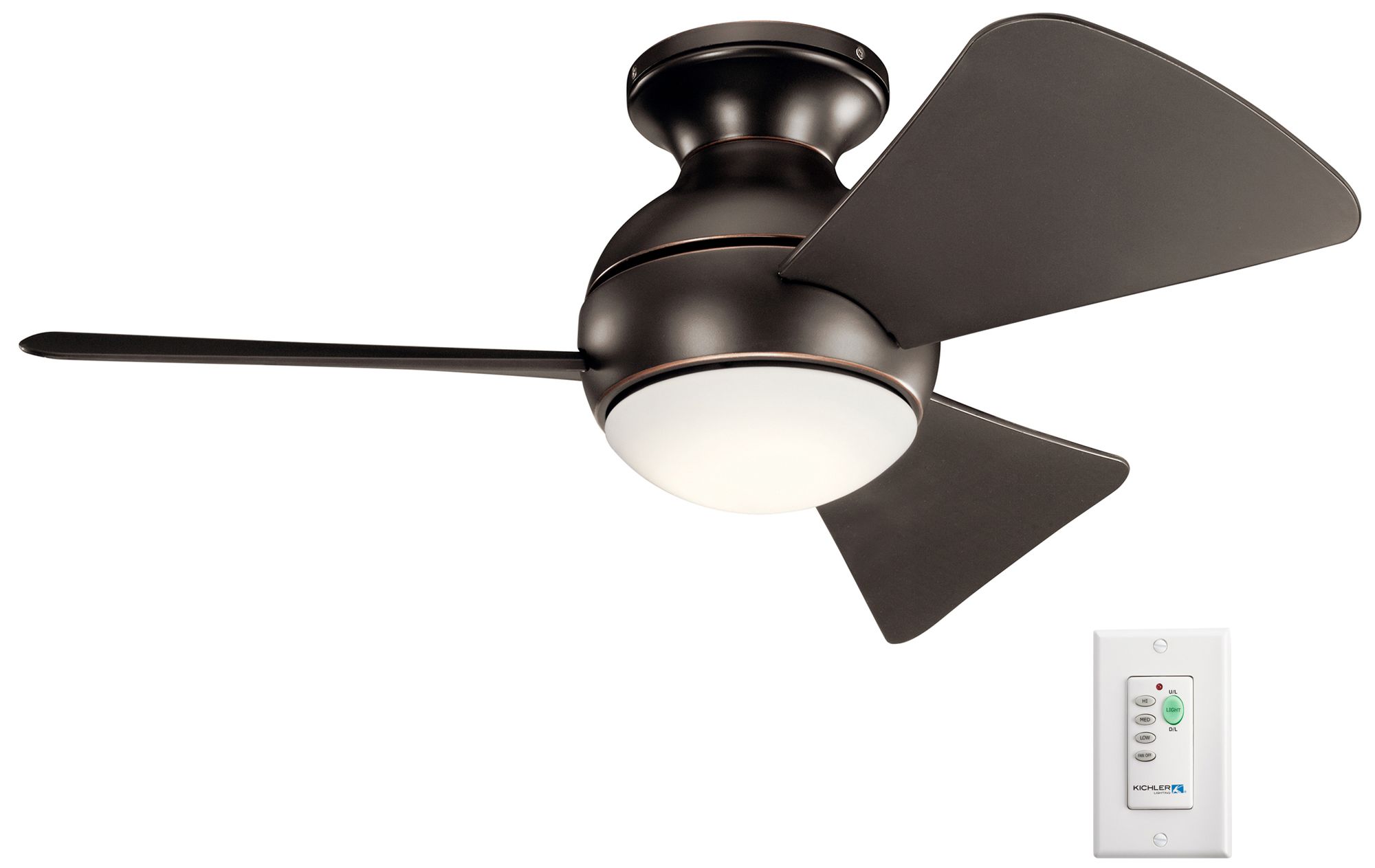 Image 3 34" Sola Olde Bronze Wet LED Hugger Ceiling Fan with Wall Control more views