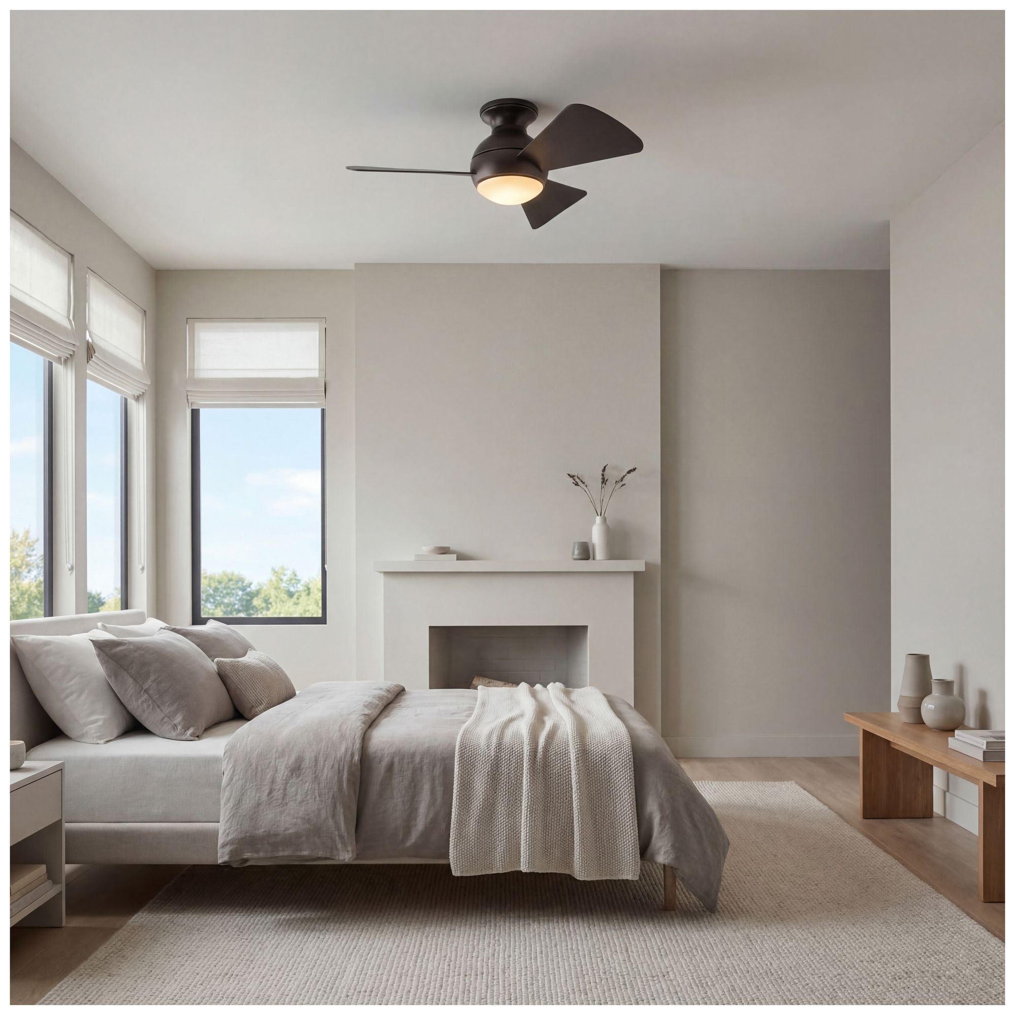 Image 7 34" Sola Olde Bronze Wet LED Hugger Ceiling Fan with Wall Control more views