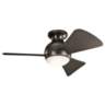 34" Sola Olde Bronze Wet LED Hugger Ceiling Fan with Wall Control