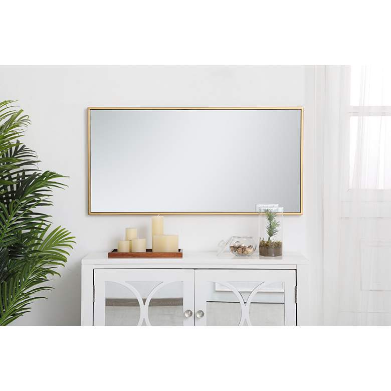 Image 1 Monet Brass Metal 18" x 36" Rectangular Vanity Wall Mirror in scene