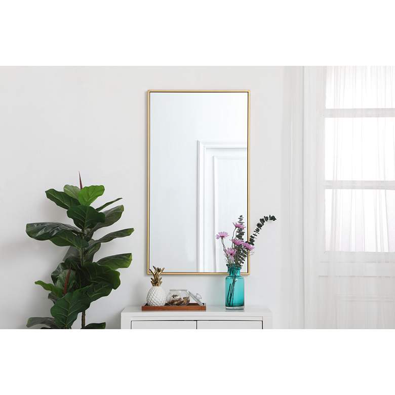 Image 1 Noemi Brass Metal 20 inch x 36 inch Rectangular Wall Mirror in scene