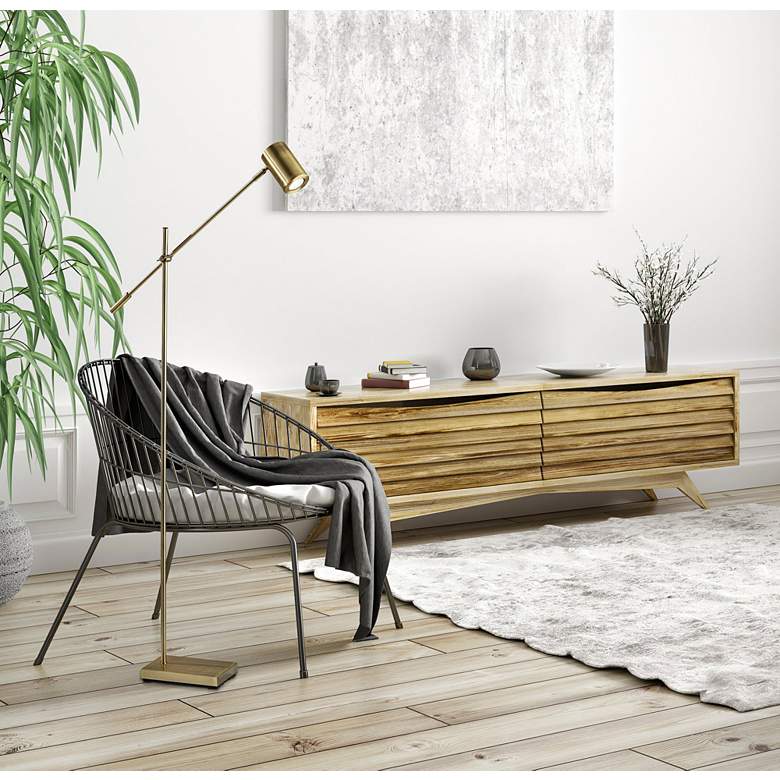 Image 1 Adesso Collette Adjustable Height Antique Brass Metal LED Task Floor Lamp in scene