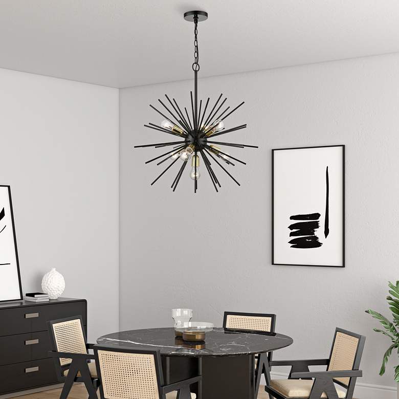 Image 1 Tribeca 25" Wide Shiny Black 7-Light Sputnik Chandelier in scene