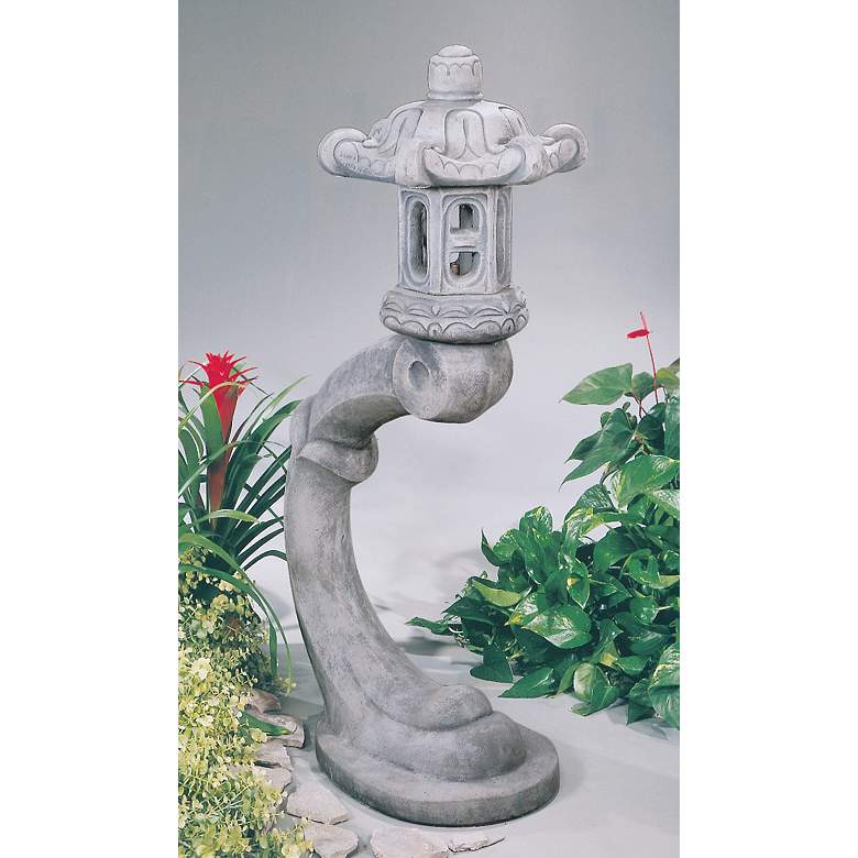Image 1 Pagoda Lantern 48 inch High Trevia Greystone Garden Accent in scene