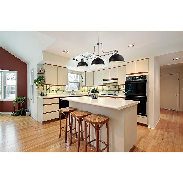 Image 1 Melange 52" Wide Brushed Nickel 3-Light Pendant in scene