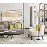 1_Adesso Havana 68" High Dark Bronze Metal Paper Shade Modern Floor Lamp in scene
