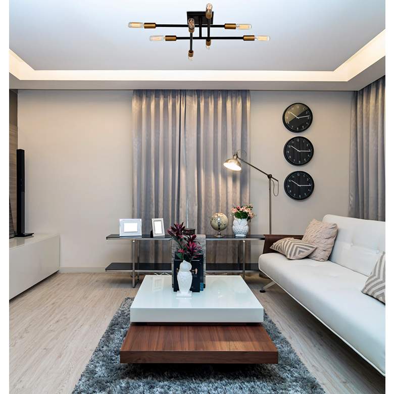 Image 1 Lyrique 19 1/2" Wide Bronze with Brass 8-Light Ceiling Light in scene