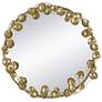 35.2" Diameter Gold Round Wall Mirror with Golden Leaf Accents