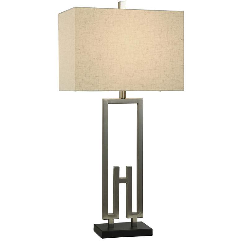 Image 1 35.25 inch High Brushed Nickel and Black Modern Table Lamp