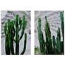 35.4" x 23.6" Green and White Twin Cacti Print - Set of 2
