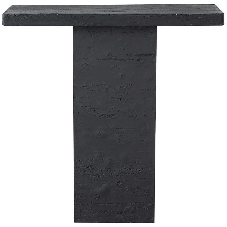 Image 1 35.5 inch Wide Black Cement Rectangular Coffee Table with Pedestal Base