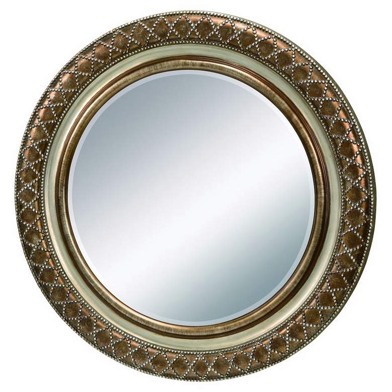 Image 1 35 1/2 inch High Dotted Round Bronze Mirror