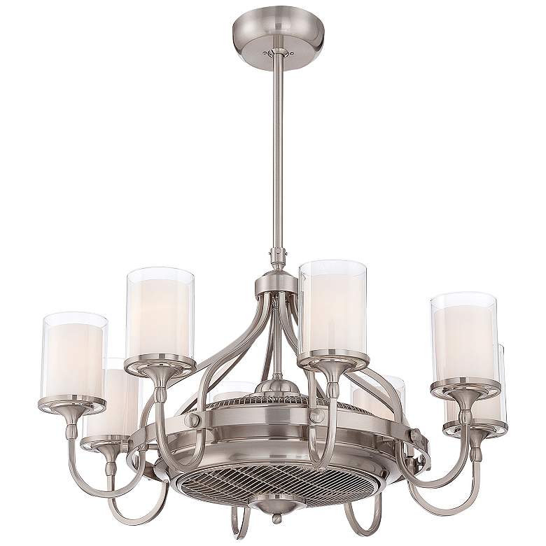 Image 5 35 1/2" Savoy House Etesian Satin Nickel LED Fandelier Fan with Remote more views