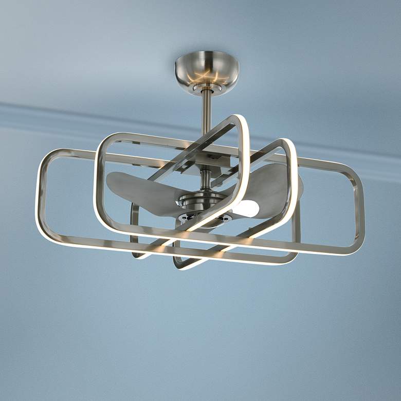 Image 1 35" Maxim Counter Satin Nickel LED Fandelier Ceiling Fan