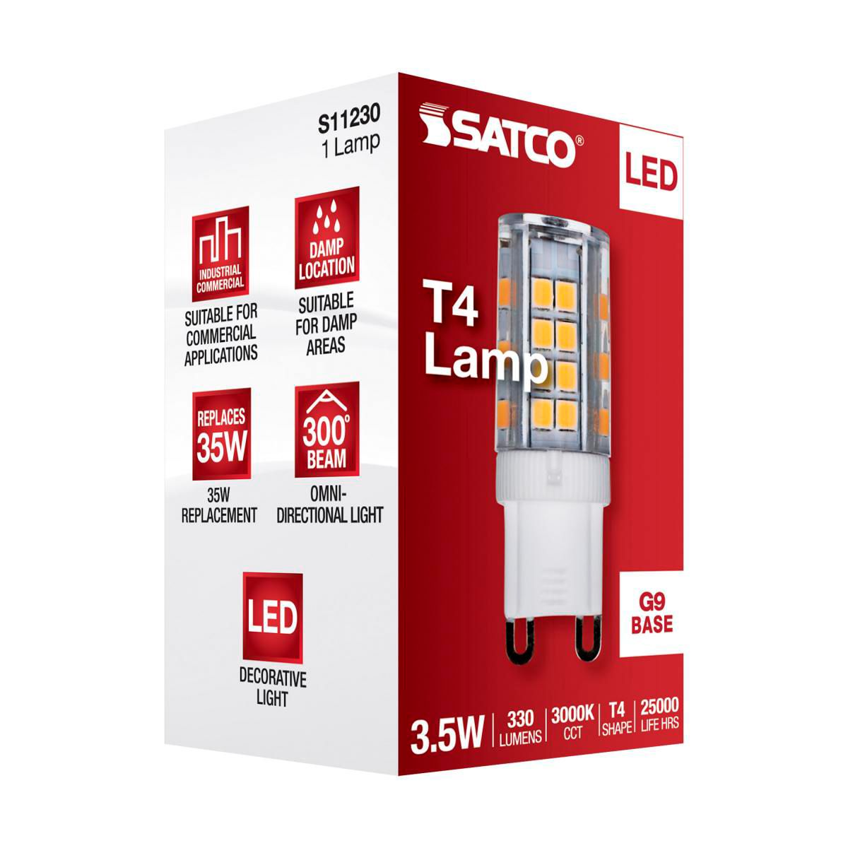 35 Watt Equivalent Satco 3.5W LED Clear G9 Double Loop T4 Light Bulb in scene