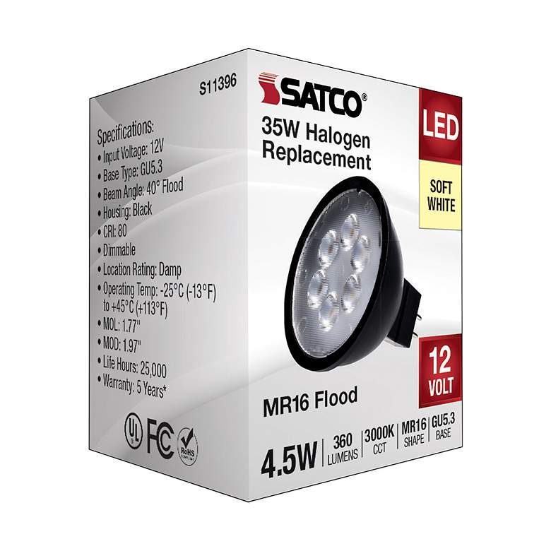 Image 5 35 Watt Equivalent Satco Black 4.5W LED Dimmable Bi-Pin Bulb more views
