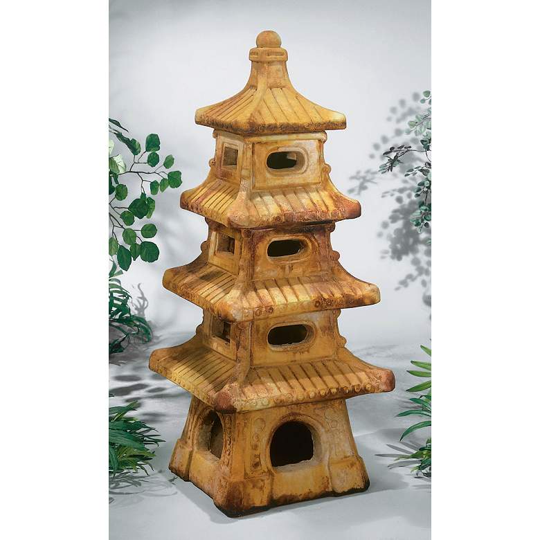 Image 1 Henri Studio Cast Stone 4-Tier Pagoda 37 inchH Garden Accent in scene