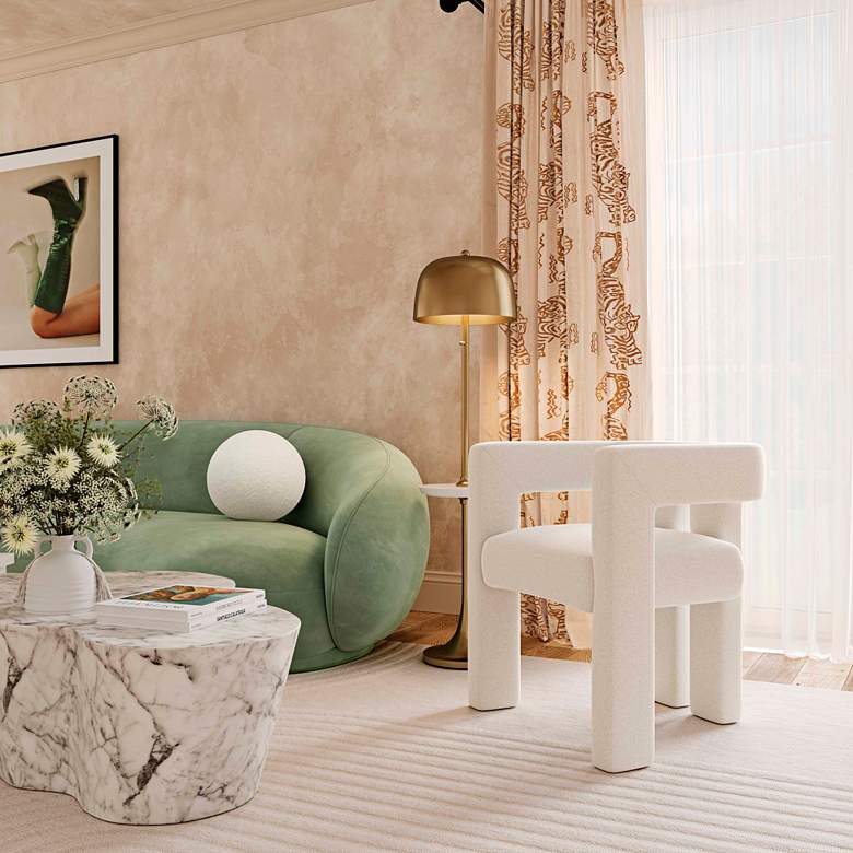 Image 1 TOV Sloane 24 1/2" Wide Modern Bone White Upcycled Fabric Accent Chair in scene