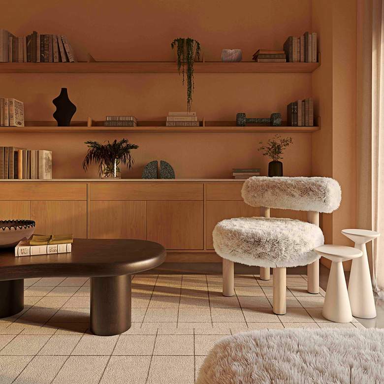 Image 1 Carmel Natural Vegan Shearling Accent Chair in scene