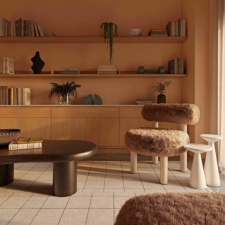 Image 1 TOV 24 3/4" Wide Carmel Dark Taupe Vegan Shearling Modern Accent Chair in scene