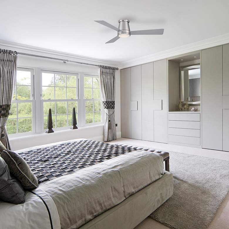 Image 1 52" WAC Hug Brushed Nickel LED Smart Ceiling Fan in scene
