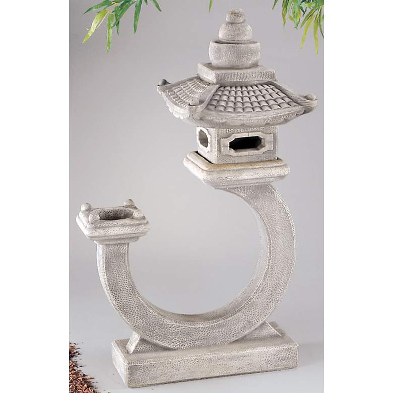 Image 1 Open Design Pagoda Lantern 40 inch High Garden Accent in scene
