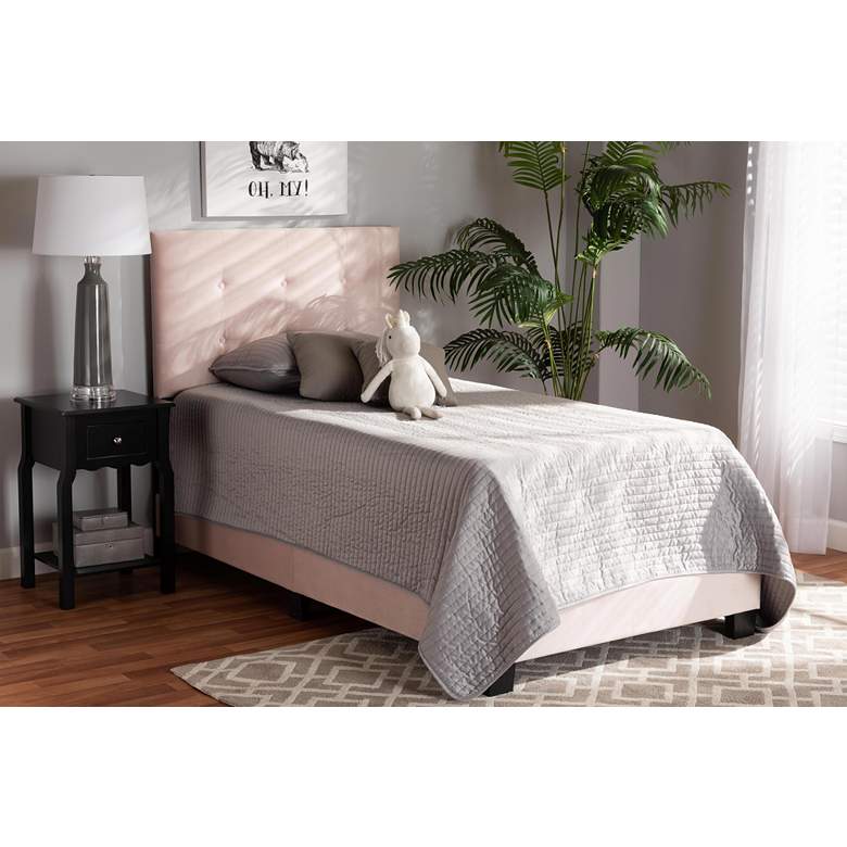 Image 1 Baxton Studio Caprice Lt Pink Twin Size Panel Bed in scene