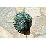 Lion Head 14" High Brass Medallion Wall Fountain in scene