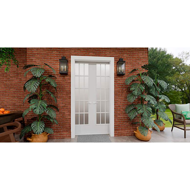 Image 1 Abernathy 19 1/2"H Matte Black 2-Light Outdoor Wall Light in scene