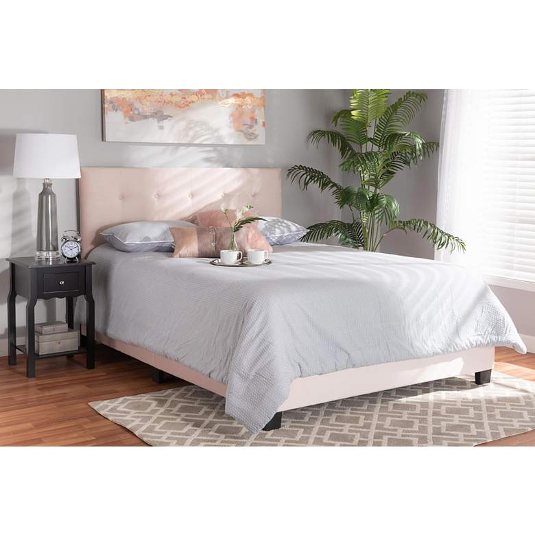Image 1 Baxton Studio Caprice Lt Pink Queen Size Panel Bed in scene