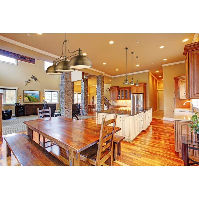Image 1 Z-Lite Melange 52" Wide Heritage Brass 3-Light Billiard Pendant in scene