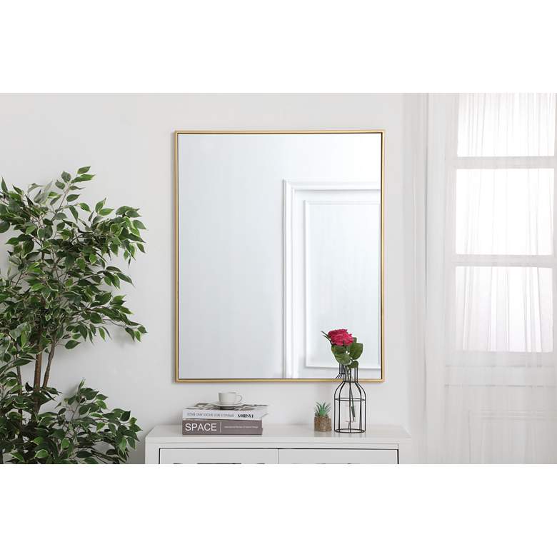 Image 1 Noemi Brass Metal 30 inch x 36 inch Rectangular Wall Mirror in scene