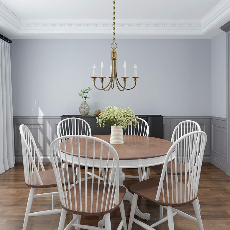 Image 1 Cranford 24" Wide Antique Brass 5-Light Candle Chandelier in scene