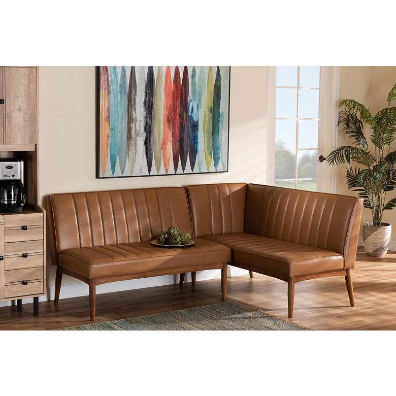 Image 1 Daymond Tufted Tan 2-Piece Dining Nook Banquette Set in scene