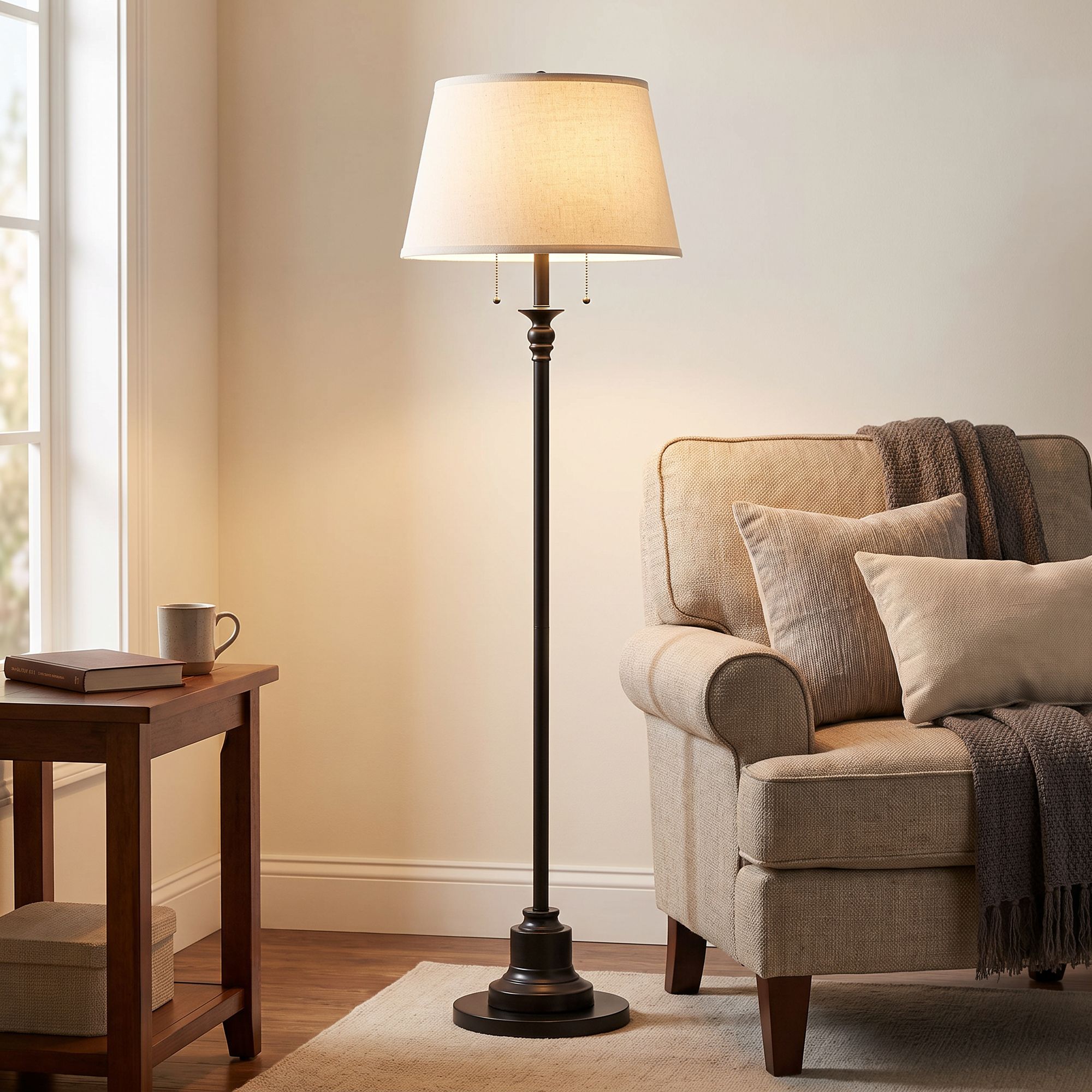 Image 1 Possini Euro Spenser 58" High Oiled Bronze Traditional Floor Lamp in scene