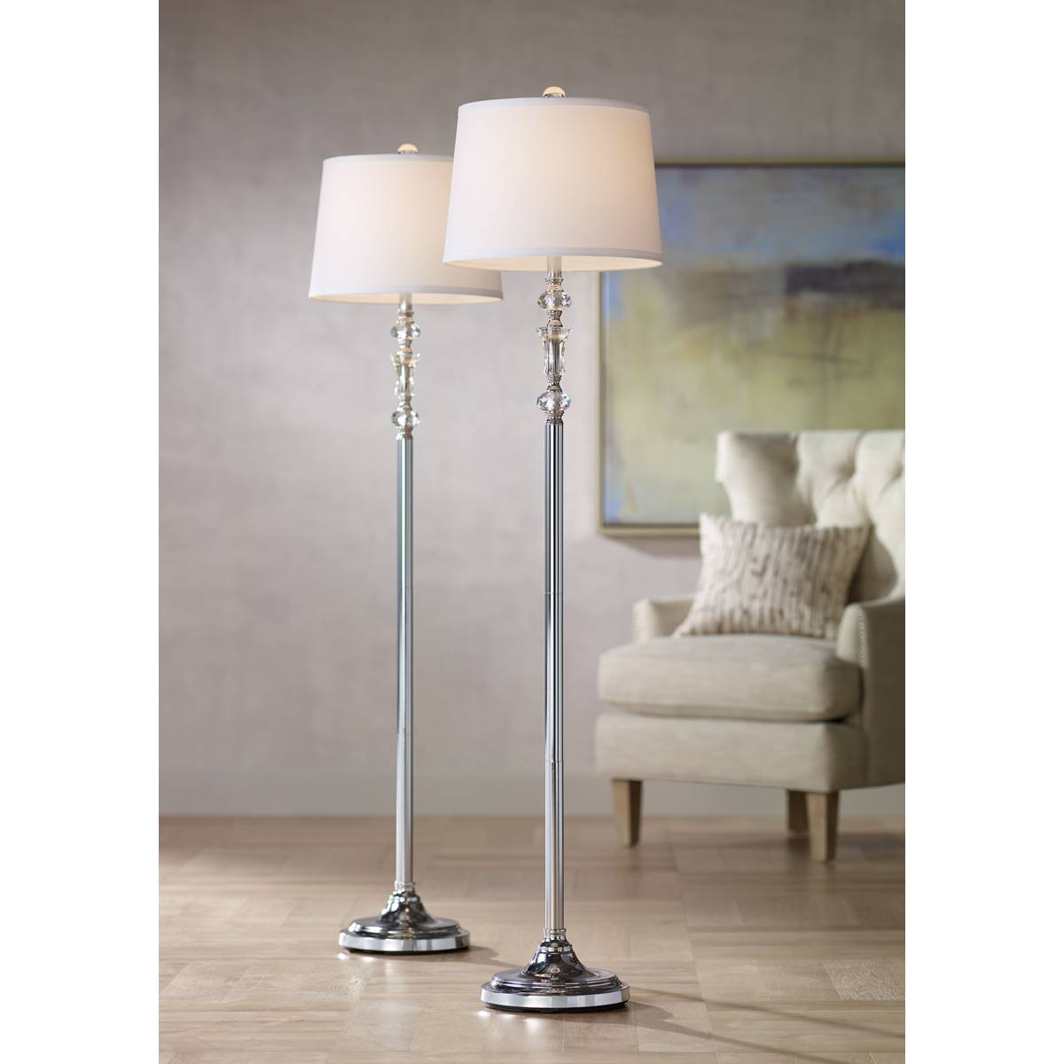 Brushed Nickel 360 Lighting Crystal Floor Lamps Plus