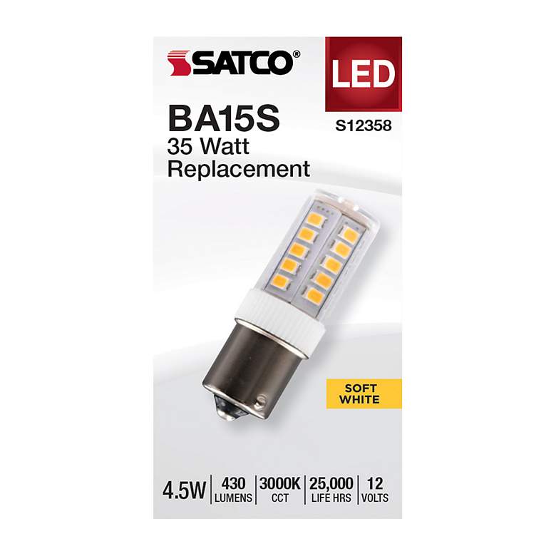 Image 2 35W Equivalent Satco Clear 4.5W LED Dimmable Bayonet Bulb more views