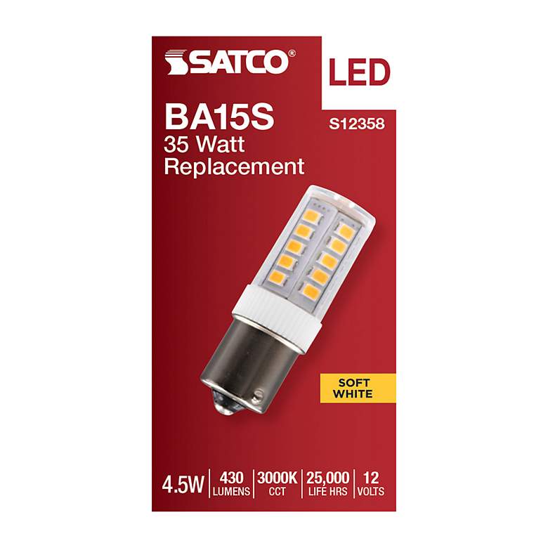 Image 3 35W Equivalent Satco Clear 4.5W LED Dimmable Bayonet Bulb more views