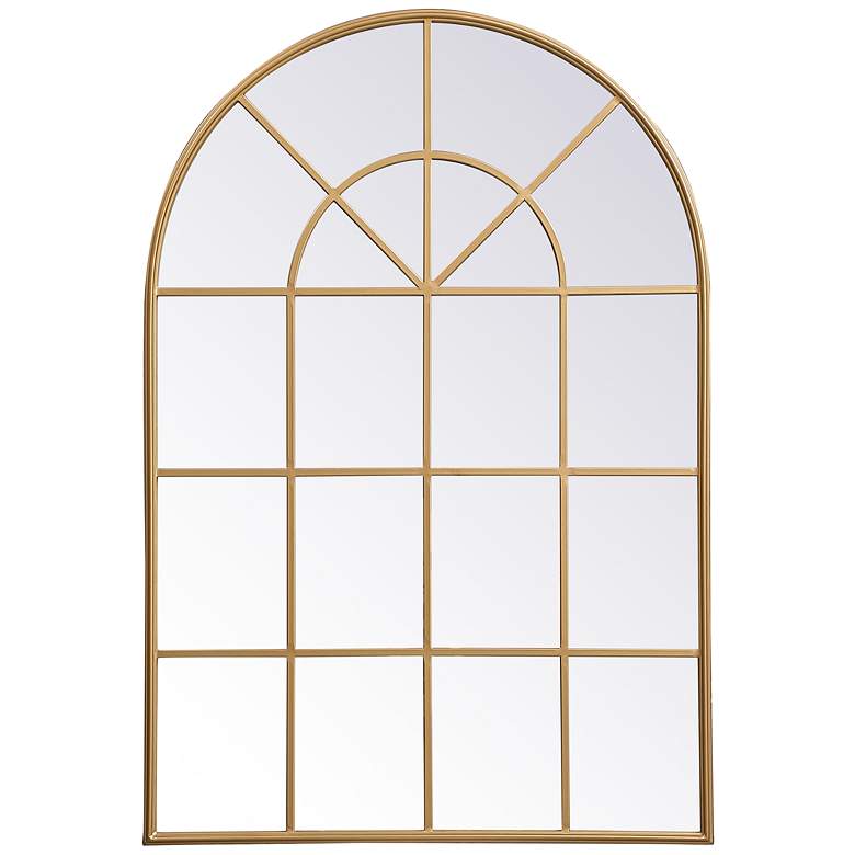 Image 4 36.25-in W x 53.13-in H Metal Windowpane Wall Mirror in Brass more views