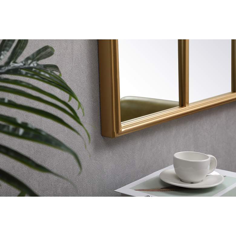 Image 5 36.25-in W x 53.13-in H Metal Windowpane Wall Mirror in Brass more views